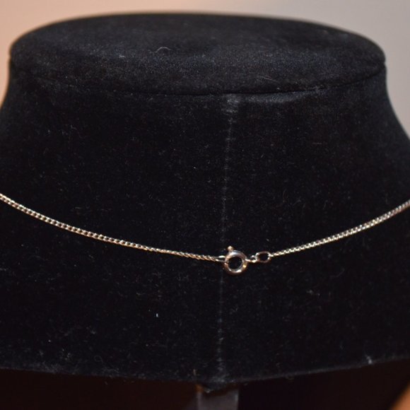 Necklace Pendant Chain Metal Gem Stone Purple Transparent Square Faceted 1/3' - Picture 3 of 3